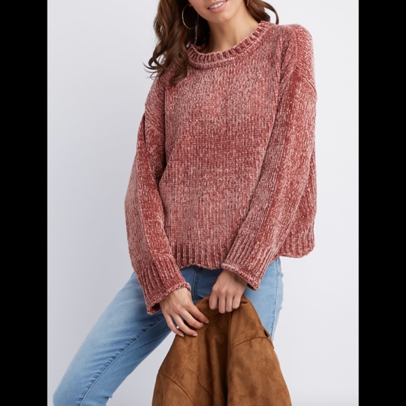 Blush Chenille Scalloped Sweater Euc S 